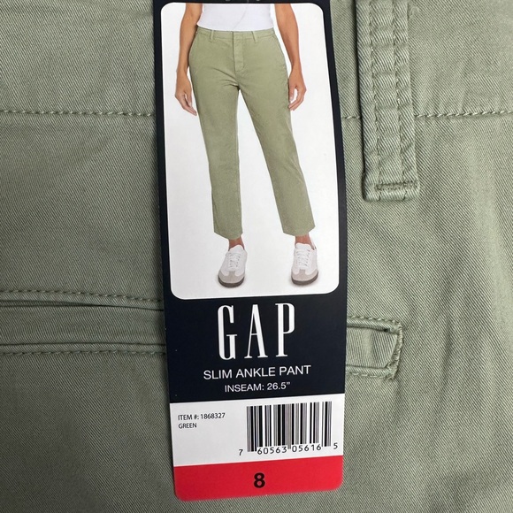 NWT Gap Olive Green Slim Ankle Chino Pants Size 8 - Picture 3 of 11